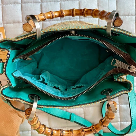 Patricia Nash Italian Fine Weave Multi Weave Aqua Bag UNUSED - Picture 6 of 10
